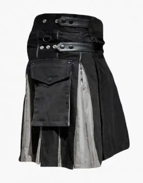 Black and Grey Hybrid Kilt- Side Image