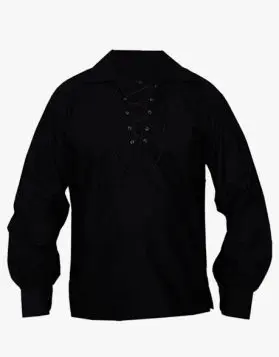 Black Jacobite Ghillie Kilt Shirt- Front Image