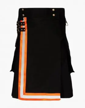 Black Turnout Firefighter Kilt- Front Image