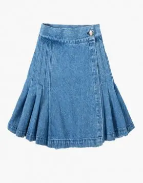 Blue Washable Ladies Denim Mini Kilt 