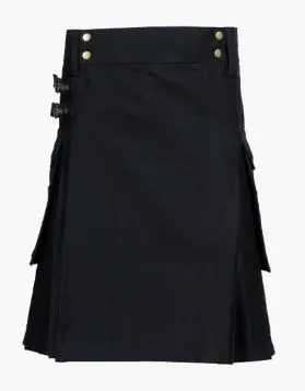 Classic Black Utility Kilt- Front Image