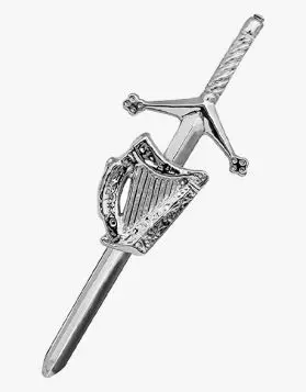 Irish Harp Kilt Pin with Silver Chrome 