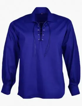 Jacobite Royal Blue Ghillie Shirt- Front Image