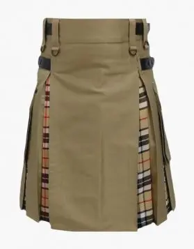 Khaki and Camel Thomson Hybrid kilt- Front Image