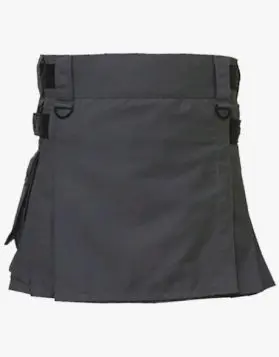 Ladies Grey Mini Utility Kilt- Front Image