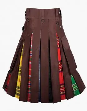 Lautreamont Brown LGBTQ Pride Hybrid Kilt with Pockets