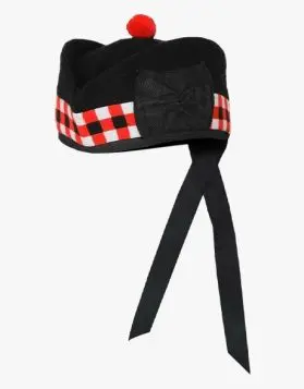 Men's Glengarry Hat With Red and White Diced Band- Front Image