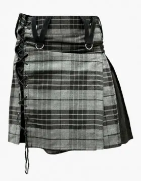 Men’s Grey Box Pleated Hybrid Kilt - Front Image