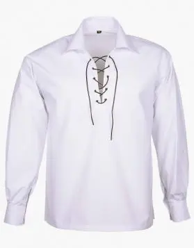 Men's White Jacobite Ghillie Kilt Shirt- Front Image