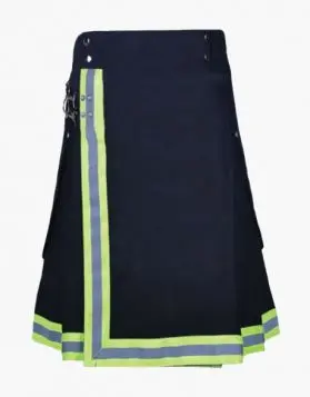 Navy Blue High Visible Reflective Firefighter Kilt- Front Image