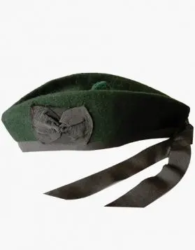 Pure Wool Highland Dark Green Glengarry Hat