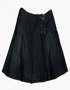 Scottish Women Black Denim Kilt - Front Image 