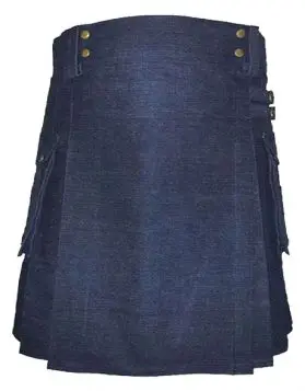Scottish Women Blue Denim Kilt - Front Image