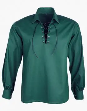 Sea Green jacobite Ghillie Kilt Shirt- Front Image