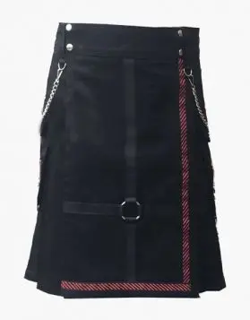 Standard Black Utility Kilt with Chains- Front Image