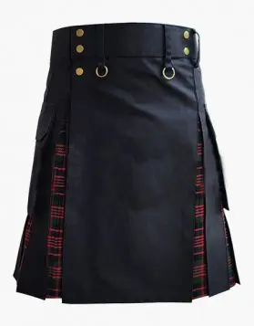 Stylish Black and Macdonald Tartan Hybrid Kilt- Front Image