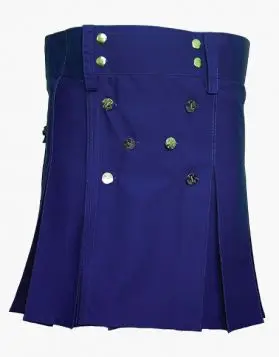 Ultimate Classic Blue Utility Kilt with Studded Apron- Front Image