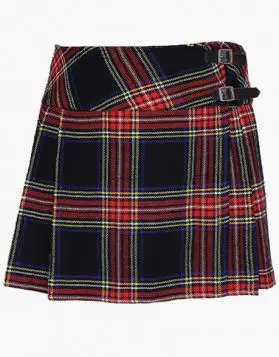 Women’s Black Stewart Tartan Short Skirt Kilt- Front Image