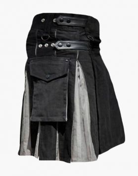 Black and Grey Hybrid Kilt- Side Image