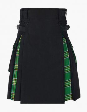 Black and Irish Green Hybrid Kilt- Front Image