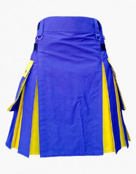 Modern Blue and Yellow Hybrid Kilt- Front Image