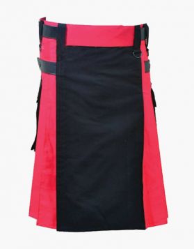 Pink and Black Two-Tone Utility Kilt- front Image