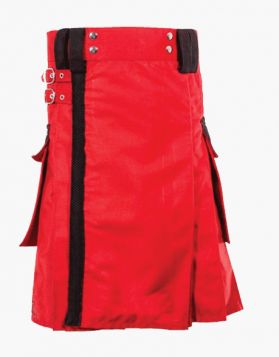 Red Utility Kilt with Two-Tone Pockets- Front Image