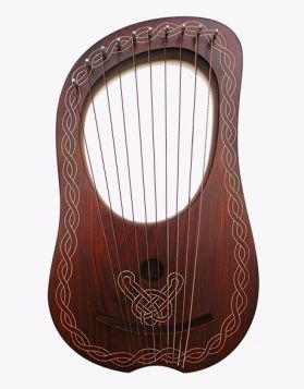 10 String Rosewood Lyre Harp with Natural Chain Design -a