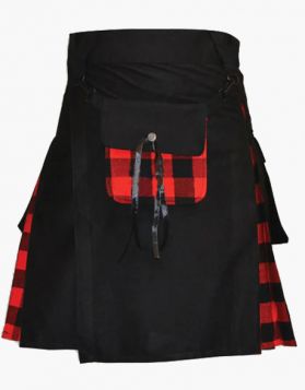 Black and Macgregor Tartan Hybrid Kilt - Front Image