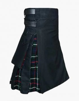 Black and Mackenzie Tartan Hybrid Kilt- Side Image