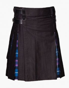 Black and Pride of Scotland Tartan Hybrid Kilt- Front Image