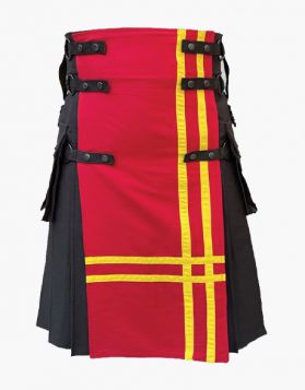 Black and Red Fashion Gothic Utility Kilt - Front Image