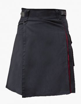 Black and Red Hybrid Kilt with Leather Straps
