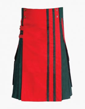 Black and Red Two-Tone Utility Kilt- Front Image