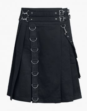 Black Calle Gothic Punk Utility Kilt - Front Image