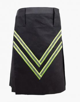 Black Firefighter Kilt with V-shaped Reflector Tape