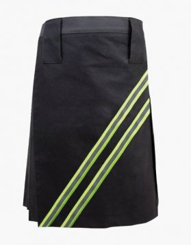 Black Firefighter Utility Kilt with Reflective Tape- Front Image