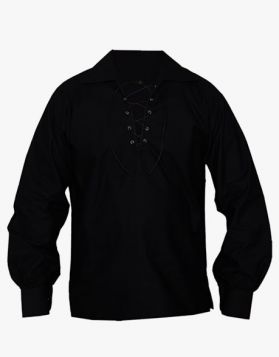 Black Jacobite Ghillie Kilt Shirt- Front Image