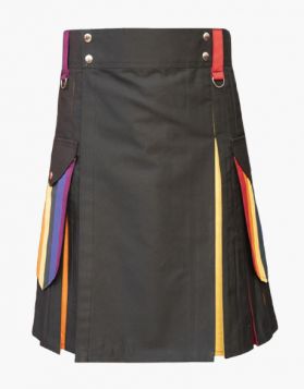 Black Rainbow Pride Hybrid Kilt- Front Image