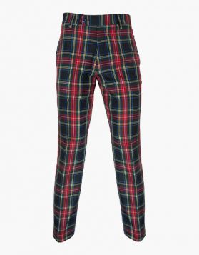 Black Stewart Tartan Trousers - Front Image 