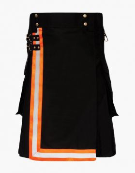 Black Turnout Firefighter Kilt- Front Image