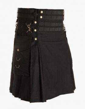 Black Working Utility Kilt with Nylon Straps
