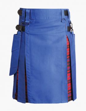 Blue and Macpherson Hybrid Kilt with Detachable Pockets- Front Image