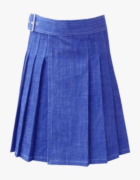 Blue Denim Kilt with Side Belt- Front Image