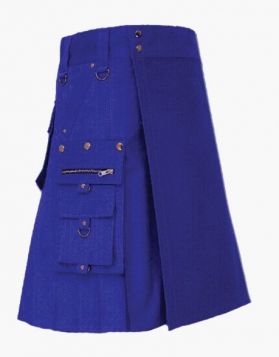 Blue Utility Kilt with Slant Pockets