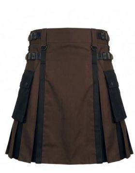 Brown and Black Hybrid Kilt with Fastening Straps