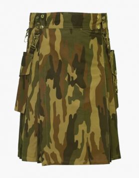Camouflage Duty Utility Tactical Kilt with Detachable Pockets