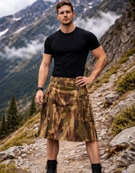Camouflage Duty Utility Tactical Kilt with Detachable Pockets