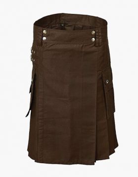 Classic Custom Brown Utility Kilt- front Image