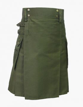 Classic Olive Green Utility Kilt- Front Image